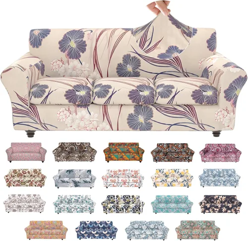 Miniatura 43 de Fundas elásticas para silla, fundas elásticas para sillón de 2 piezas, fundas de sofá lavables con diseño floral para sillón, protector de muebles