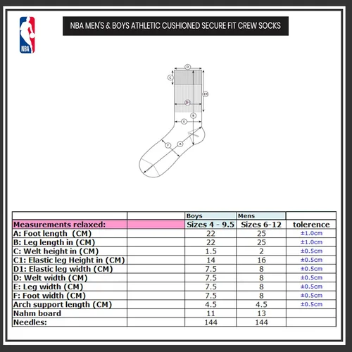 Miniatura 6 de Ultra Game Men’s NBA Official Athletic Cushioned Secure Fit Crew Socks - 6 Pack