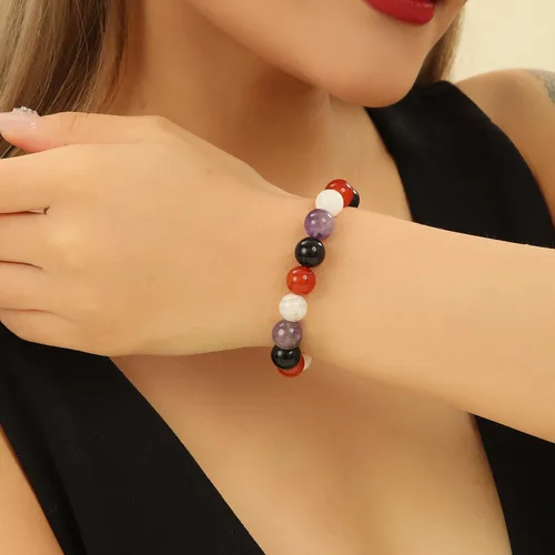 Miniatura 22 de Crystal Vibe Triple Protection Bracelet - 10mm Bead Bracelet for women men With Natural Stones of Tiger Eye Hematite and Black Obsidian - Healing
