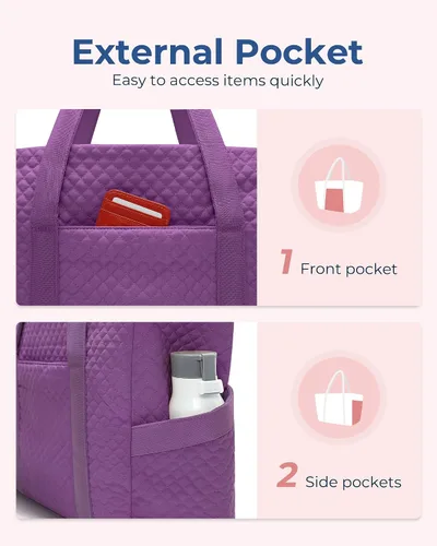 Miniatura 2 de BAGSMART Bolso grande para mujer, bolso de hombro escolar con asa superior con hebilla para esterilla de yoga para gimnasio, trabajo, viajes