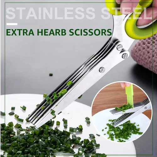 Miniatura 6 de ONEBOM Paquete de 2 tijeras de cocina multifuncionales, acero inoxidable 304 afilado, accesorios de cocina dorados para apartamentos, tijeras