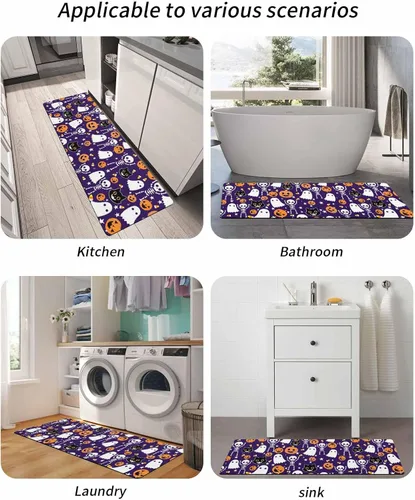 Miniatura 5 de Tapete de baño de Halloween para bañera, antideslizante, de secado rápido y absorbente, tierra de diatomeas, fregadero, dormitorio, cocina, lavable