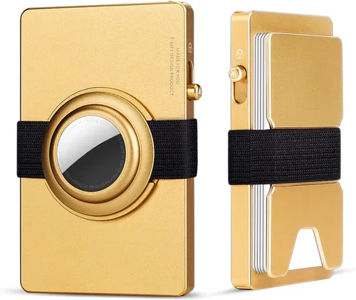 Cartera minimalista para hombre, AirTag-Oro