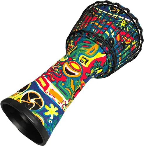 Miniatura 4 de Tambor Djembe Instrumentos Musicales de 10 pulgadas Tambores de mano, tambores africanos para adultos, regalos para músicos (limón)