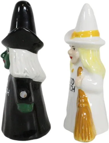 Miniatura 9 de Ebros Gift Fuerzas del bien y del mal Elphaba VS Glinda Brujas que llevan escobas con salero y pimentero, juego de figuras de cerámica con tapones