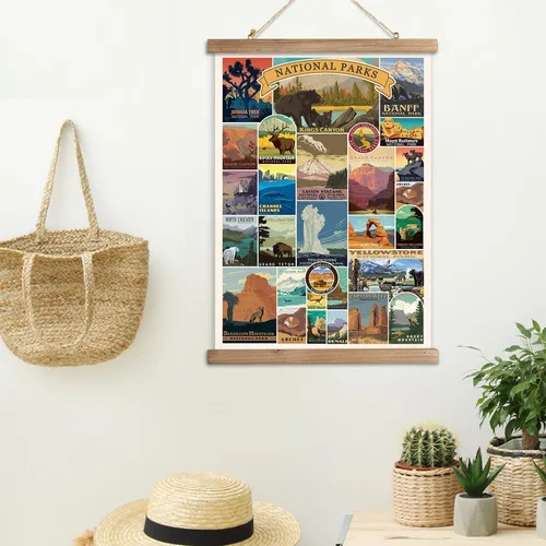 Miniatura 31 de XIAOAIKA Póster Educativo de Vida Silvestre de Seto Británico - Cuadro Ilustrado de la Naturaleza con Marco de Madera - Arte de Pared de Animales