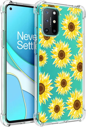 Miniatura 8 de Osophter Funda para Oneplus 8T Flower Floral para niñas y mujeres, absorción de golpes flexible de goma TPU (flor púrpura)