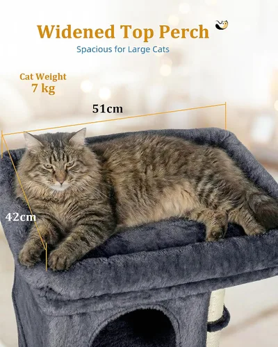 Miniatura 2 de Aechonow Árbol para gatos grandes, perca grande de 19 x 16.5 pulgadas, torre para gatos adultos para gatos de interior con poste rascador de 24