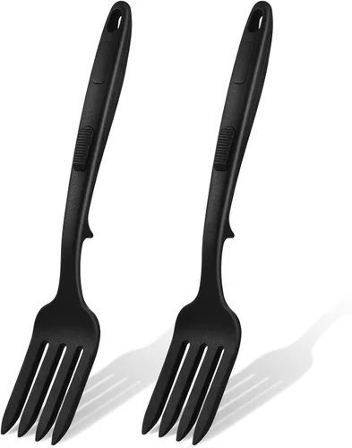Mixweer 2 tenedores flexibles de silicona de 11.6 pulgadas, resistente al calor, tenedor de cocina grande antiadherente para mezclar ingredientes,