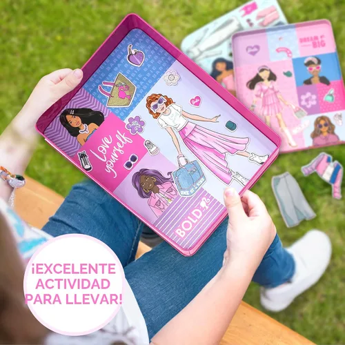 Miniatura 4 de Barbie D.I.Y. Juego magnético de 75 piezas, 3 muñecas magnéticas, manualidades para niños de 4 a 8 años, regalos de cumpleaños para niñas de 4 años