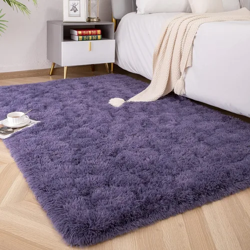 Miniatura 32 de Foxmas - Alfombra para centro de habitación, esponjosa y ultrasuave, para dormitorio, habitación de los niños, habitación del bebé, afelpada, Azul