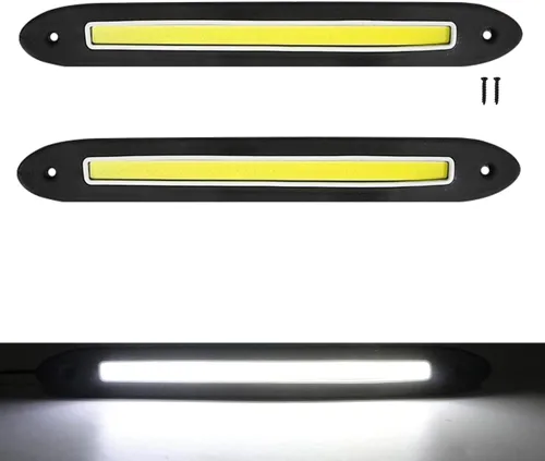 Miniatura 9 de YSY - Tira de luz LED para auto, 2 piezas, flexible, alta potencia, COB, DRL, luces antiniebla, lámpara de conducción, impermeable, blanca, 12V