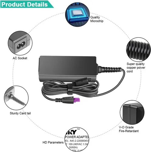 Miniatura 4 de HKY - Adaptador de CA de 22 V compatible con impresora HP 0957-2403 0957-2385 HP Deskjet 1010 1012 1510 (no PSC 1510) 1512 1513 1514 1518 2515 2548