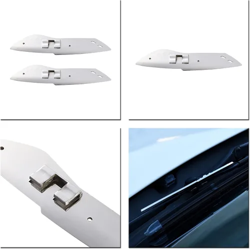 Miniatura 3 de 1 Par Soporte de Limpiaparabrisas de Coche Spoiler de Aleta de Escobilla de Limpiaparabrisas Tabletas de Presión, Todo Plateado