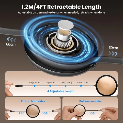 Miniatura 2 de Cable de carga múltiple 3 en 2, 1 paquete de cargadores retráctiles de 4 pies para todos los dispositivos, adaptador de cable de carga múltiple USBC