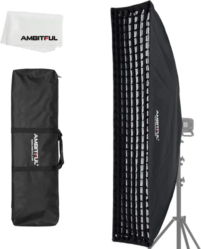 AMBITFUL FW35x160 13.8x63.0 in/14 x63 Tira de luz con rejilla de nido de abeja, caja de luz rectangular de montaje Bowens para flash de estudio,