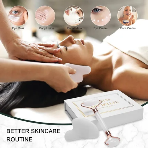 Miniatura 5 de Rodillo de jade para cara, masajeador facial para el cuidado de la piel, herramientas faciales Gua Sha para cara, cuello, ojos, reduce la hinchazón