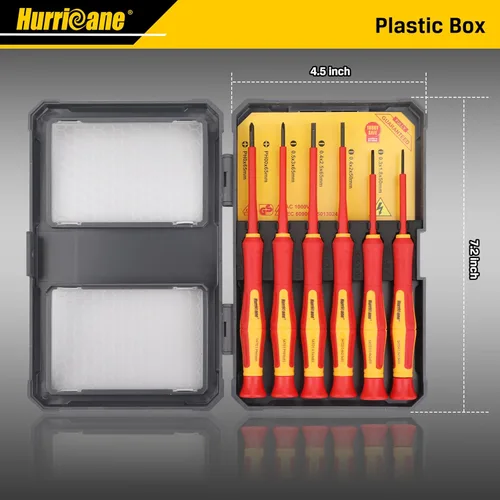 Miniatura 7 de HURRICANE Juego de destornilladores aislados de 1000 V, juego de 6 piezas de destornilladores de electricista de precisión con puntas magnéticas