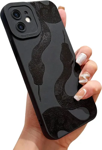 Miniatura 17 de LAPOPNUT Funda negra para iPhone 13 Pro Max, Funda de silicona suave con diseño de patrón de labios lindo para mujeres y niñas, Funda protectora a