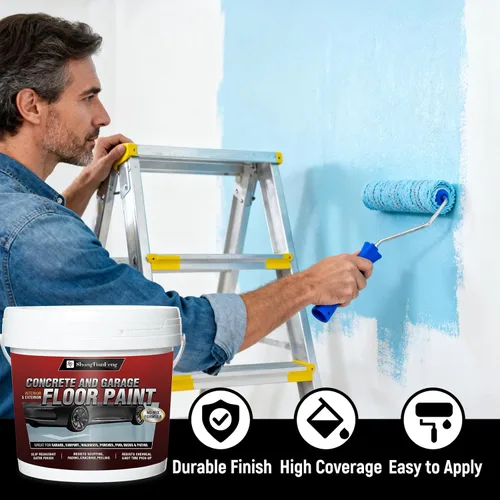 Miniatura 4 de Pintura para piso y pared, revestimiento epoxi a base de aceite impermeable, pintura satinada no mezclada, adecuada para garajes, concreto, paredes