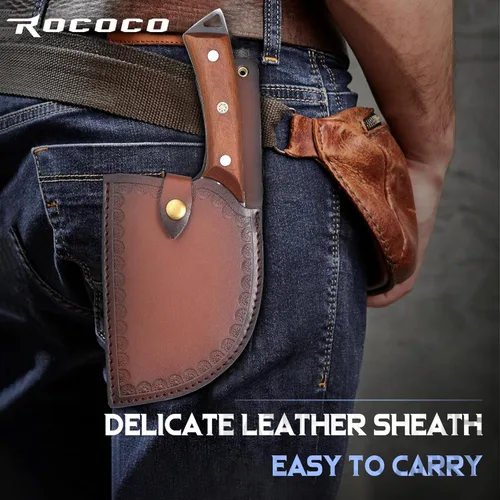 Miniatura 4 de ROCOCO Cuchillo de Chef Serbio Cuchillo Carnicero Cuchilla con Funda para Cocina Exterior BBQ Camping Regalo de Cumpleaños Padre Madre Navidad