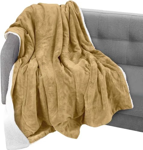 Miniatura 19 de Elegant Comfort Manta reversible de franela sherpa, ultrasuave, mullida, acogedora y afelpada, manta decorativa ligera para todas las estaciones, 50