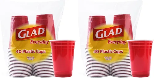 Miniatura 12 de Tazas de plástico desechables de Glad Everyday de plástico, 100 unidades, resistentes y resistentes, de plástico, color rojo para todas las ocasiones