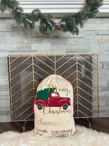 Miniatura 2 de Home and Plan Saco de Navidad personalizado con nombre (27 x 19.7 pulgadas), bolsas de regalo de Papá Noel grandes con cordón personalizado