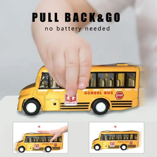 Miniatura 5 de KIDAMI Juego de 5 autos de juguete de metal fundido a presión, a escala 1:64, con puertas abiertas, vehículos de autobús urbano de dos pisos