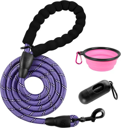 Miniatura 38 de BARKBAY Correas de perro para perros grandes, correa resistente de 4/5/6 pies con cómodo mango acolchado e hilos altamente reflectantes para perros