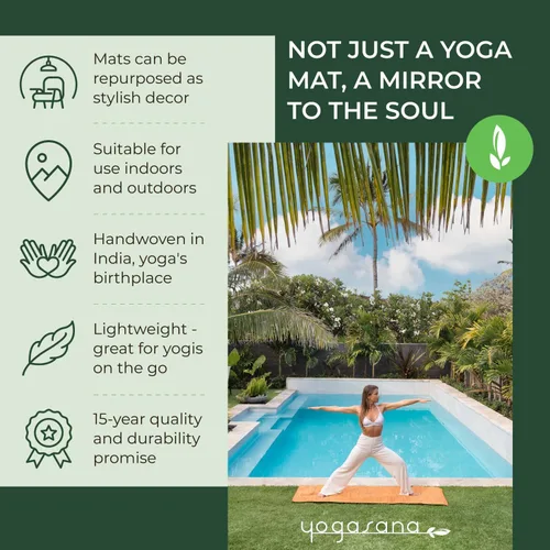 Miniatura 4 de Yogasana Esterilla de yoga de algodón orgánico, antideslizante, tejida a mano, plegable, alfombra de yoga que proporciona una excelente comodidad