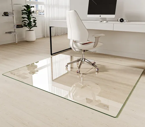 Miniatura 16 de Koonmi Tapete para silla de vidrio templado de 36"x48" - Tapete premium para silla de oficina para suelos de madera dura y alfombra de pelo bajo