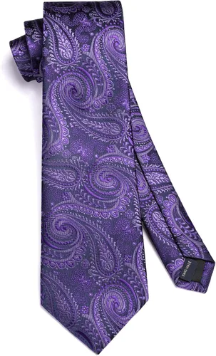 Miniatura 41 de HISDERN Corbatas para hombre, corbata de cachemira y bolsillo cuadrado tejido clásico floral para hombre, corbata de fiesta de boda