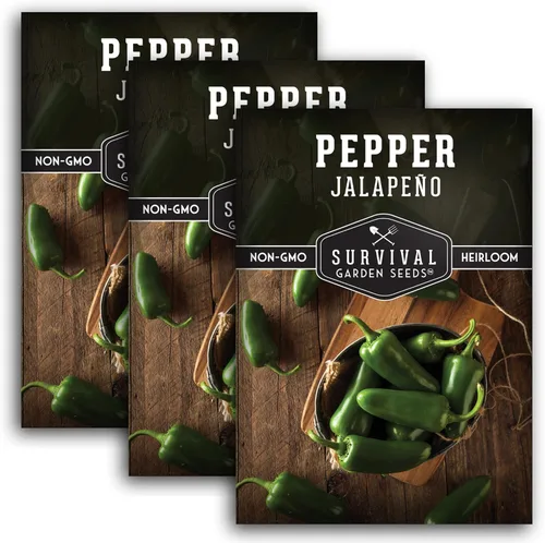 Semillas de pimiento jalapeño para plantar, pimientos tradicionales sin OMG para encurtidos y salsas, semillas de jardín de supervivencia (paquete