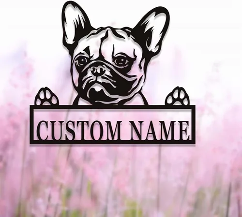 Miniatura 7 de Letrero personalizado de bulldog francés – Letrero personalizado para perro, arte de pared de metal, regalo conmemorativo para amantes