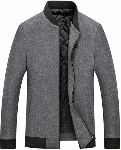 Miniatura 8 de Lu's Chic Men's Wool Coats Quilted Bomber Jackets Long Sleeve Slim Fit Cozy Spring Fall Top Thick Warm Pocket Casual Jackets