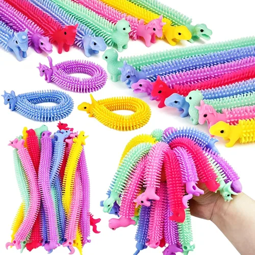 Zddaoole 30 Pack Stretchy Fidget Toys,Multi-Item Party Favor Toy Sensory Fidget Worm String Colorful Stretchy Strings Toy for Party Favors,Stress
