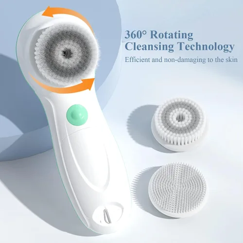 Miniatura 5 de Cepillo de limpieza facial TOUCHBeauty, cepillo giratorio de 360 grados con soporte conveniente, impermeable dispositivo de limpieza profunda, Negro