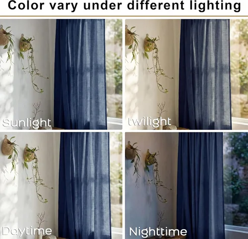 Miniatura 2 de Cortinas azul marino de 90 pulgadas de largo, cortinas azules para sala de estar, dormitorio, juego de 2 paneles, color azul oscuro índigo, filtro