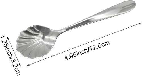 Miniatura 3 de 2 cucharas para remover con forma de concha 18/10 (304) cucharas de azúcar de acero inoxidable vintage de 4.96 pulgadas para café, té de la tarde