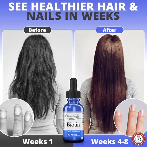 Miniatura 6 de B7 Drops 500% DV Biotina, vitaminas para el cabello y las uñas para mujeres, hombres y niños, líquido de biotina sublingual para una piel saludable