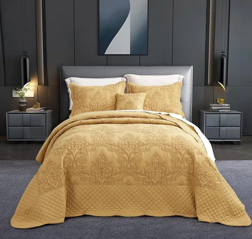 Miniatura 44 de CHIXIN Juego de colcha extragrande tamaño King – Funda de cama ligera – Hermosas costuras – Colcha reversible de 5 piezas – Patrón de paisley