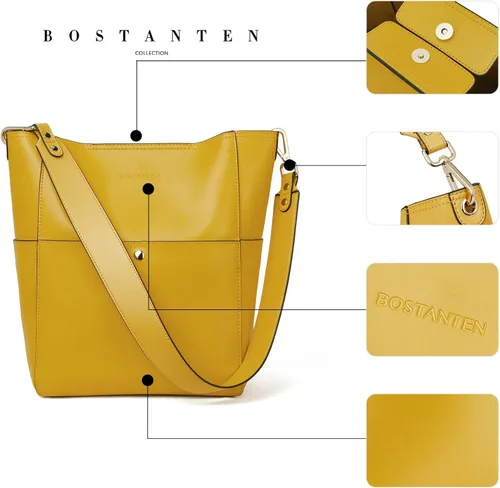 Miniatura 4 de BOSTANTEN - Bolsos de cuero al hombro tipo balde para mujer