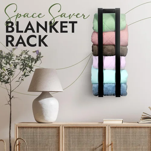 Miniatura 7 de Estante de pared para mantas: estante flotante para sala de estar y dormitorio, soporte rústico para mantas montado en la pared, organizador de ropa