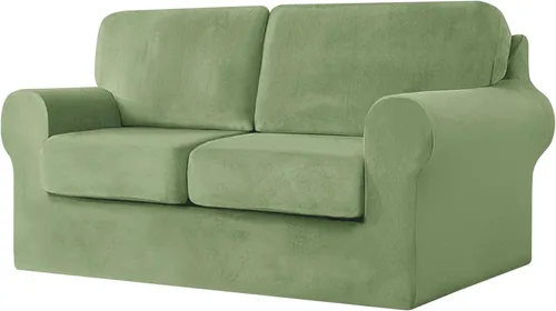 Miniatura 33 de UNBBRRL Fundas de sofá de 3 piezas para sofá, funda de terciopelo elástico para sillón con 1 funda de cojín de asiento y 1 funda de respaldo