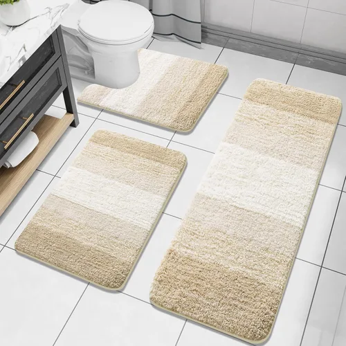 Miniatura 54 de Arotive - Juego de alfombras de baño de 3 piezas, alfombras de baño extra suaves y absorbentes, alfombrillas de baño lavables a máquina y que se