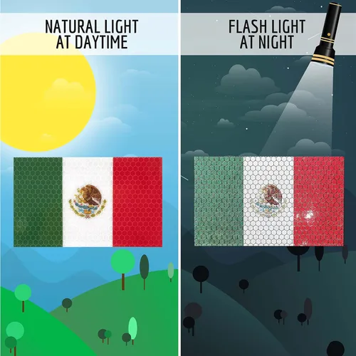 Miniatura 2 de 3 calcomanías reflectantes de la bandera de México, 5 x 3 pulgadas, calcomanías de México para automóvil, Jeep, camión, automóvil, parachoques