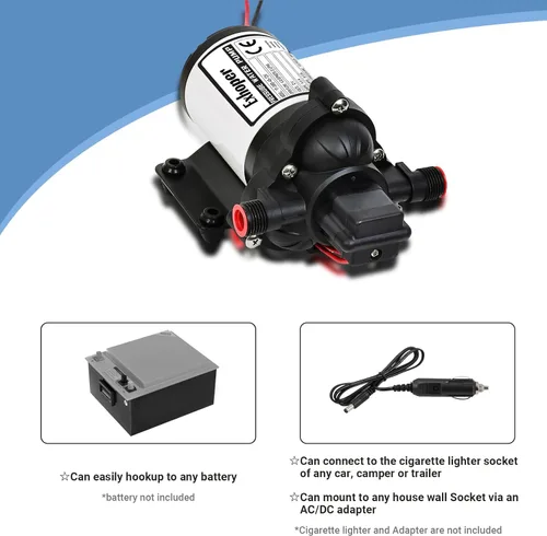 Miniatura 2 de Bomba de Agua para RV, Bomba de Presión de Agua de 12 V CC con Interruptor de Presión, Diafragma Autocebante 4.0 GPM 45 PSI, para RV, Marina, Yate