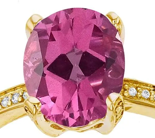 Miniatura 5 de Anillo de compromiso de plata de ley amarillo de 0.039in de zafiro blanco creado y piedra preciosa ovalada de 10 x 8