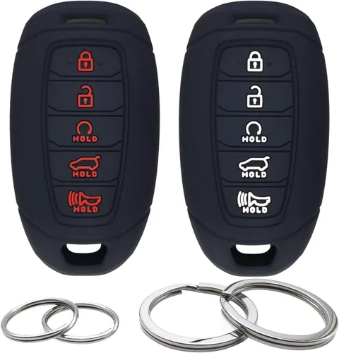 Miniatura 6 de 2 fundas de silicona para llavero de 5 botones, funda para control remoto, sin llave, protector de goma compatible con Hyundai Palisade